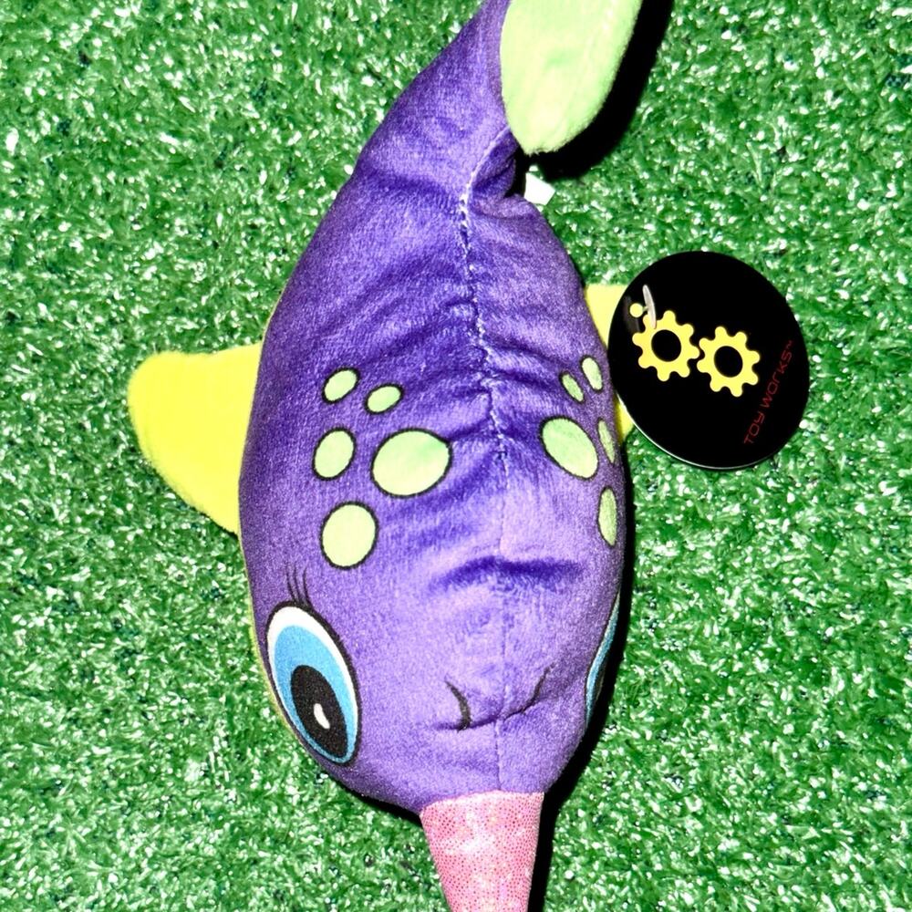 Toy Works Purple Green And Yellow Narwhale Plush New With Tag